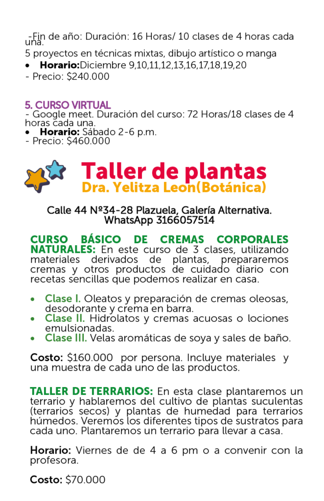 Texto sobre el taller de plantas 