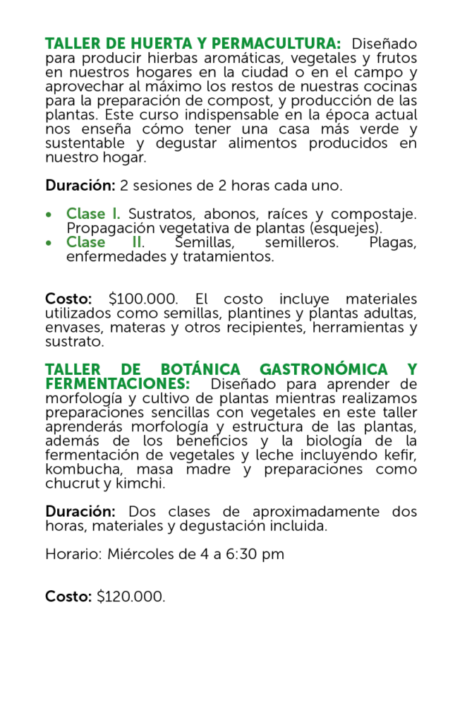 Información sobre el taller de hierta