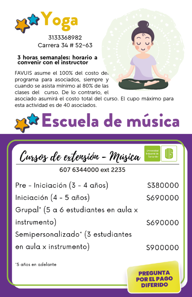 Información sobre el curso de yoga en texto