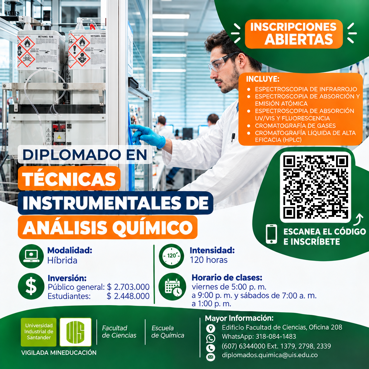 Información sobre el Diplomado en Técnicas Instrumentales de Análisis Químico (Teórico-Práctico)