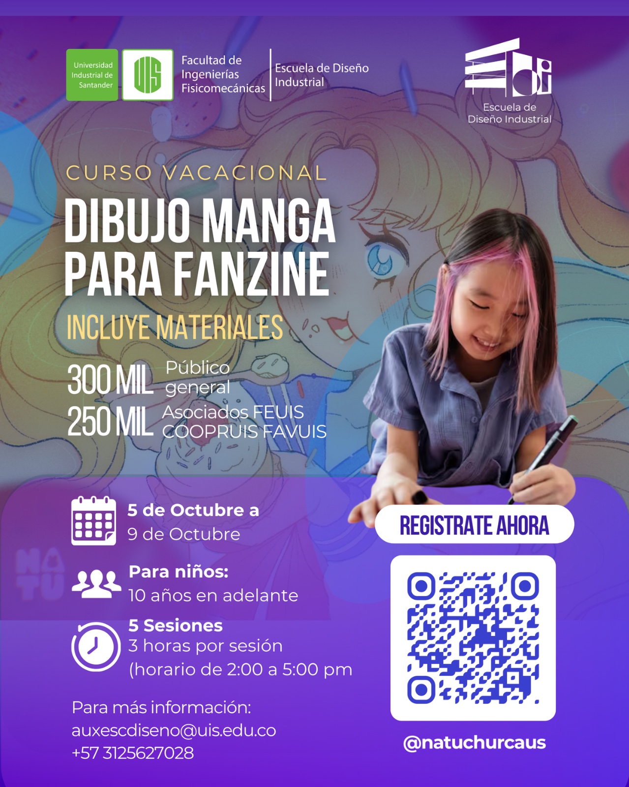 Detalle del Curso Vacacional Dibujo Manga Para Fanzine ofrecido por la Escuela de Diseño Industrial